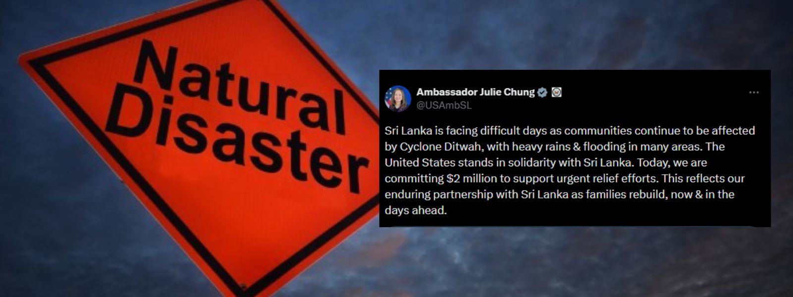 US Commits $2M for Sri Lanka’s Disaster Relief